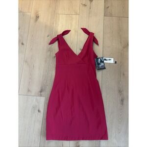 Vtg 90s Y2K Rampage Mini Dress Women S JR Size 5 Pink Bow Stretch Formal Pink